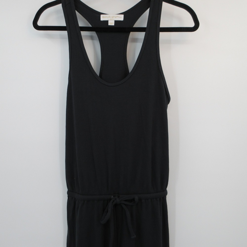 Spiritual Gangster Womens Black Ribbed Racerback Drawstring Jumpsuit Small USA